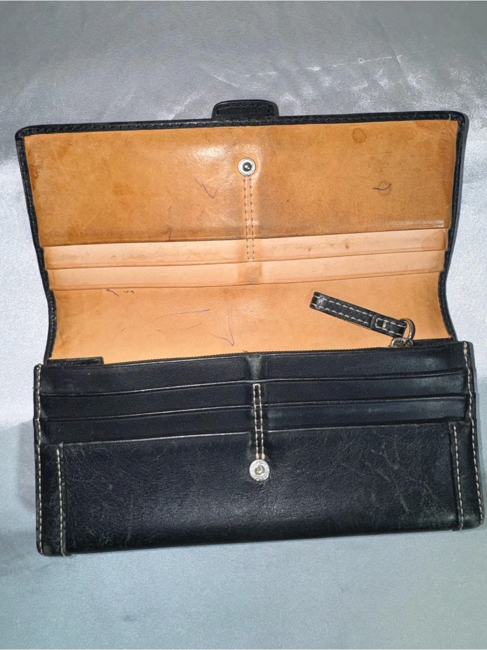 Coach Black Leather Wallet with Silver Buckle Detail